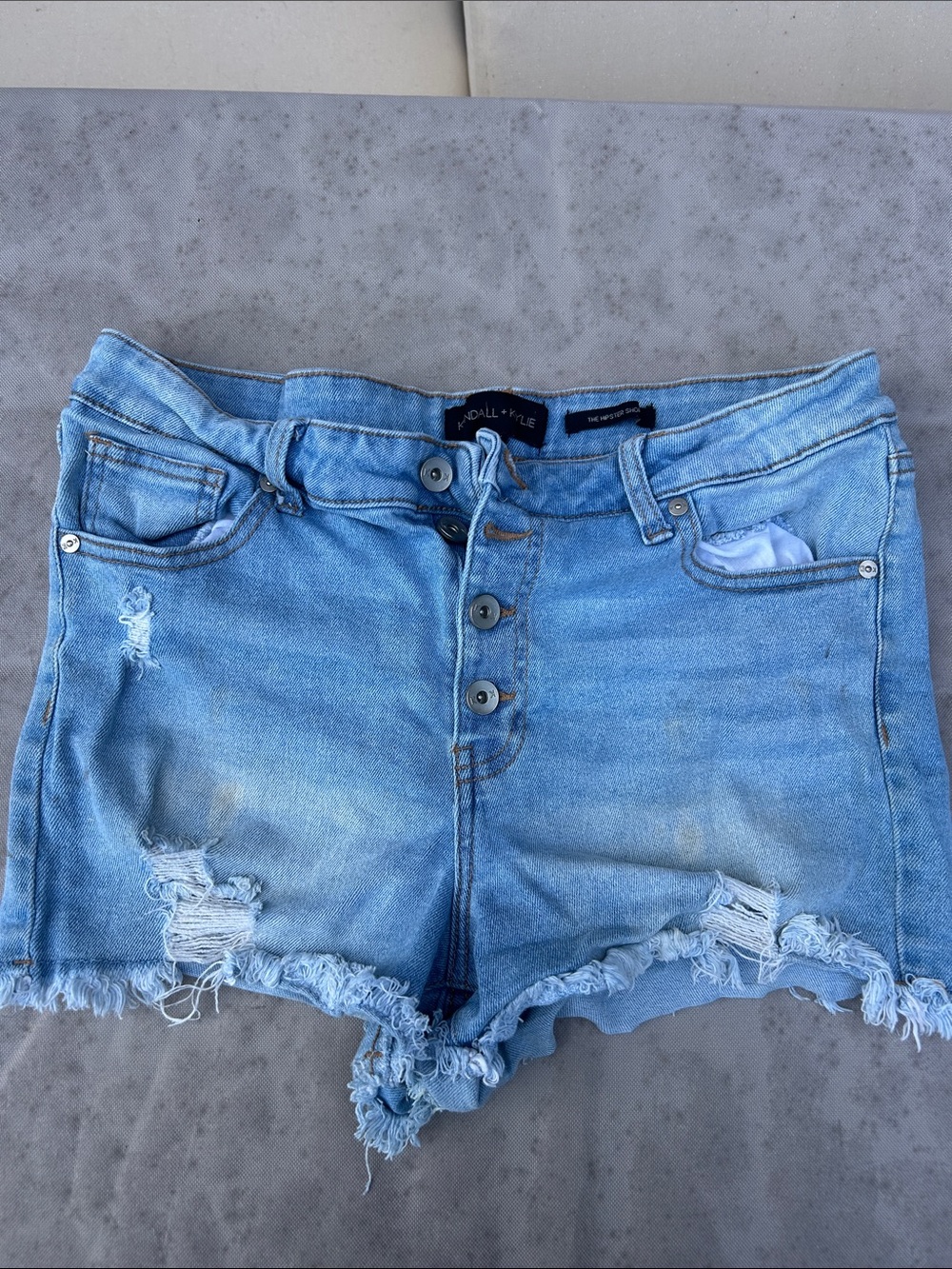 Kendall & Kylie Light Blue Distressed Denim Cutoff Shorts